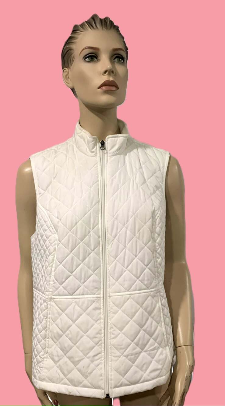 Croft & Barrow Women's White Quilted Vest Jacket Size Large